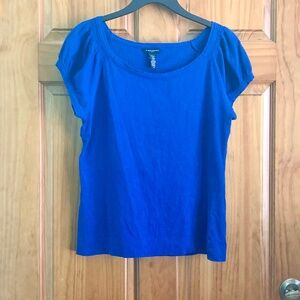 Women’s size medium Banana Republic royal blue top with puffed/shirred sleeves